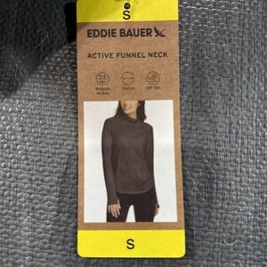 Eddie Bauer Women’s Funnel Neck Long Sleeve Active Top, Gray, Size Small NWT